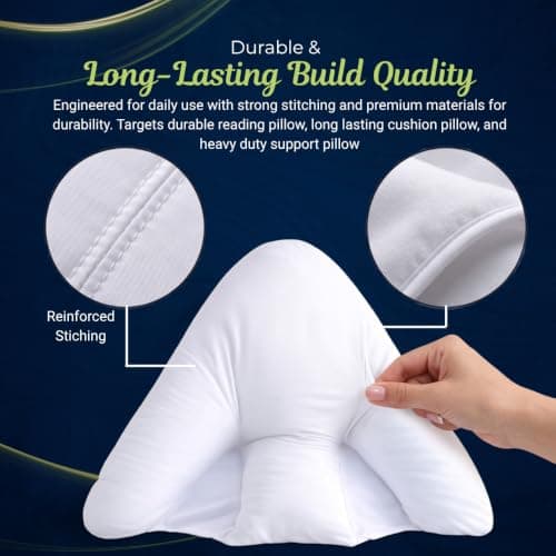 Lancashire Bedding Luxury Batwing Pillow with Polycotton Cream Pillowcover - Orthopedic Back, Neck, Shoulder Support | Soft Fluffy Cushion | Hollowfiber Filled 72 X 84 Cm Bed Pillow — view 6