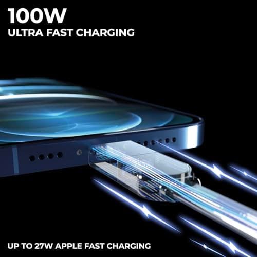 Rolling Square inCharge XL 30cm - USB C Charger Cable, Lightning Cable for Smartphone, Universal Cable Charger 6 in 1, USB Plug, Yellow, 100W — view 3
