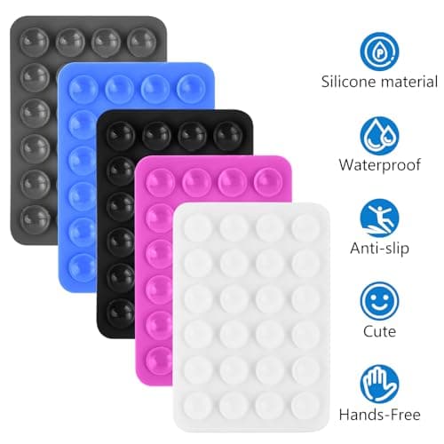 Wisebom Pack of 10 Silicone Suction Cup Phone Holder for Mobile Phone Cases, Compatible with Smooth Surfaces (Glass, Stainless Steel, Car Interiors), Holder — view 3