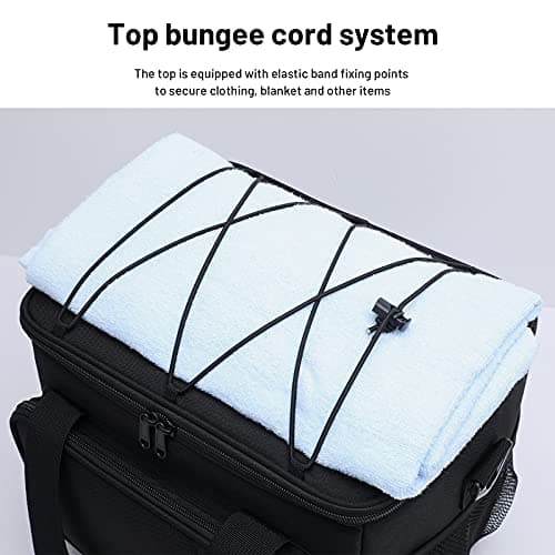 MIER Large Lunch Bag Men with Shoulder Strap & Multiple Pockets, 15L, Black — view 5
