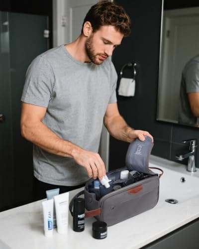 ECOHUB Toiletry Bag for Men, Wide-Open Travel Wash Bag with Wet Pocket — view 4