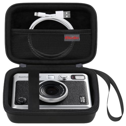 Camera Carrying Case Compatible with Fujifilm Instax Mini EVO Instant Camera, Camera Lens cover Photo Printer Travel Protective Storage Holder, Extra Mesh Pocket Fits Film Charger SD Card,Black
