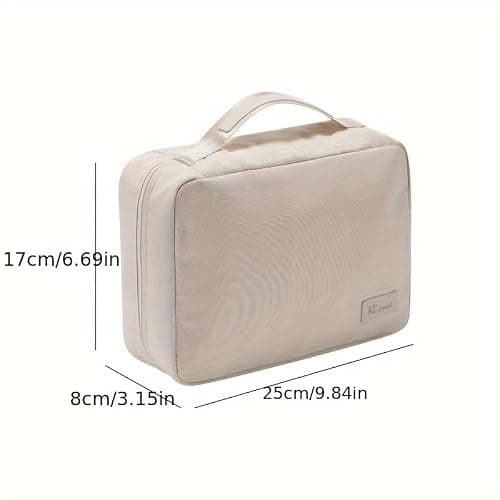 REPT New Fabric Toilet Bag for Hanging Wash Bag Makeup Cosmetic Organizer for Women Man Girls,for Business Trip, Vacation, Waterproof for Wash Bag & Shower Bag-Beige — view 4
