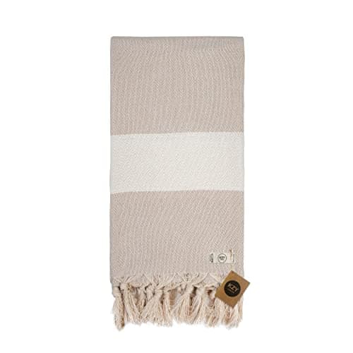 KZY LONDON Beach Towel - Large Turkish Beach Towels for Camping, Swimming, Bath, Gym, Picnic - Quick Dry, Super Absorbent, Lightweight, Compact Cotton Hammam Towels for Adults, Men, Kids (Beige) — view 2