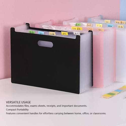 Generic File Organizer Expandable Folder for A4 Documents with 24 Compartments Lightweight Portable for Office School Home (Black) — view 3