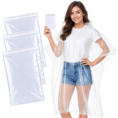 The Fancy Dress Clear Poncho Waterproof Adults - Unisex Mens Disposable Water Proof Rain Ponchos Family Pack For Hiking Cycling & Camping (3 Pack)