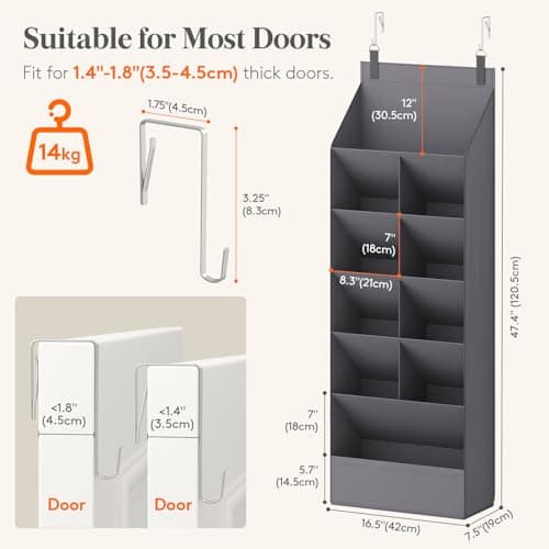 Lifewit 6 Tier Over the Door Shoe Organiser Hanging Rack Holder, Gray — view 2