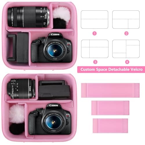 Supmay Travel Case for Canon EOS 2000D/1200D/4000D/1100D DSLR Camera, Pink — view 3