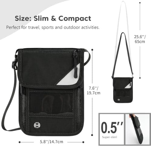HEGCOIIE RFID Blocking Neck Wallet, Hidden Passport Holder, Neck Pouch — view 2