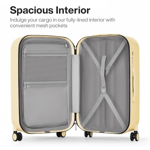 mixi Luggage with Spinner Wheels Hardshell Lightweight Rolling Suitcases PC with Cover & TSA Lock for Business Travel, Lark Yellow TSA2, 0 — view 3