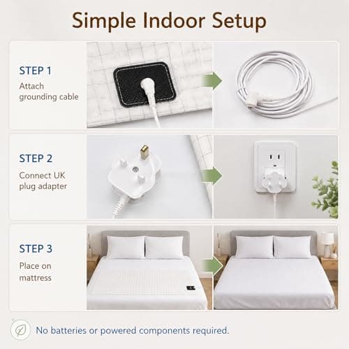 Grounding Bed Sheet 68×132 cm | Earthing Sheet with 10% Premium Silver Fibre & Soft Cotton | Grounding Mat for Bed with UK Plug & Grounding Cable | Grounding Sheets UK — view 4