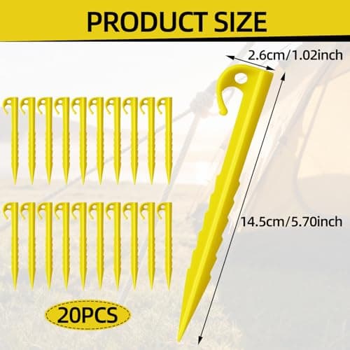 20-Piece Plastic Tent Stakes, Durable Camping Pegs with Spiral Design for Secure Ground Anchoring, Ideal for Tents, Canopies, and Outdoor Use — view 2