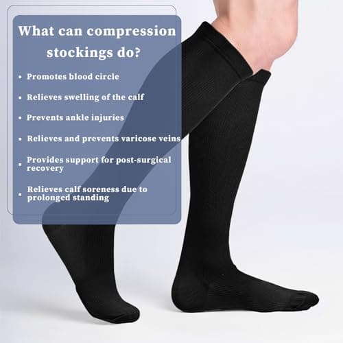 2 Pairs Compression Socks for Women Men, Flight Compression Stocking Socks — view 4