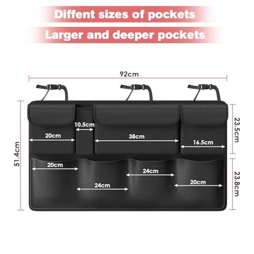 ACELIFE Car Seat Organiser and Boot Organiser, Back Seat Protector with Waterproof Kick Mat, Multiple Pockets Car Tidy Storage Bag, Universal SUV Car Accessories — view 6