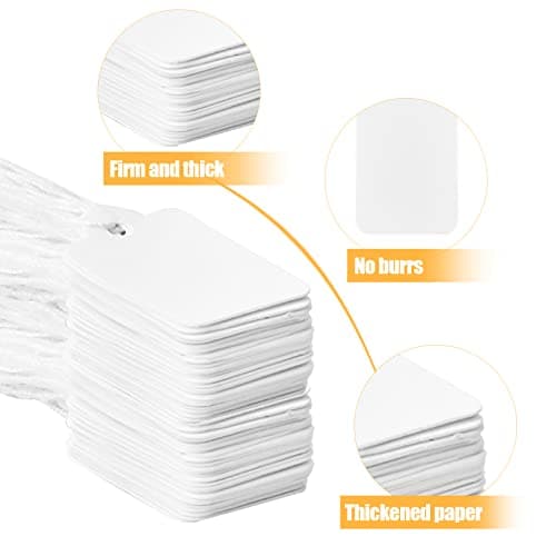 500 Pieces Mini Price Labels, White Display Tags, Writable Price Labels 23 x 14 mm, Jewelry Marking Tags with Lanyard, for Clothes Clothing Jewelry Rings Merchandise — view 4