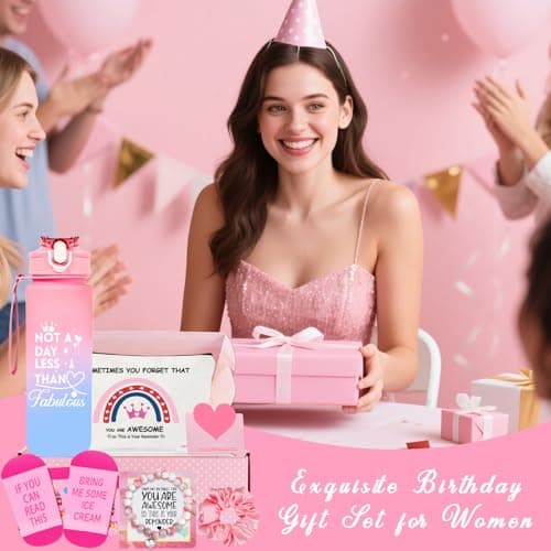 Awfrky 25oz Water Bottle Pink Gifts Box Set - Birthday Gifts for Women — view 6