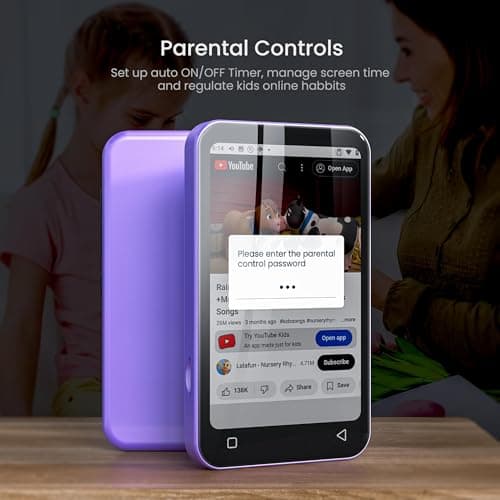 TIMMKOO 16GB Kids MP3 Player with Bluetooth and WiFi, Parental Controls, 4" Music Player with Spotify, Audible Up to 1TB （Purple） — view 2