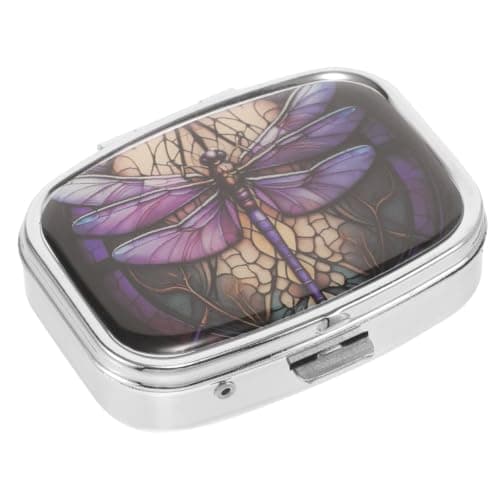 Metal Pill Box Two Grid Iron Travel Organizer for Pills