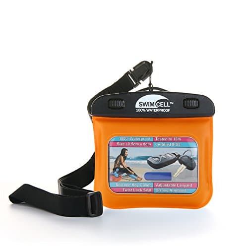 SwimCell Waterproof Key Pouch For Swimming With Armband &Lanyard - Orange — view 3