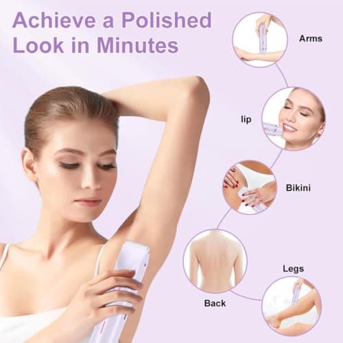Bikini Trimmer Women 2-in-1 Electric Lady Shaver, Facial Hair Remover for Women, Dual Head Razor for Pubic Hair, Eyebrow & Upper Lip, Cordless Rechargeable Wet & Dry Waterproof (Purple) — view 2