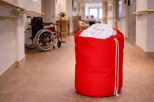 INCO-CARE Durable Laundry Bag with Drawstring and Carry Handle, Heavy Duty Reusable, Colour-Coded, Machine Washable 95°C. (Pack of 2, Red) — view 4