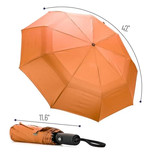 Mr. Pen Windproof Travel Umbrella - Orange, Automatic, Compact, Rain & Windproof — view 2