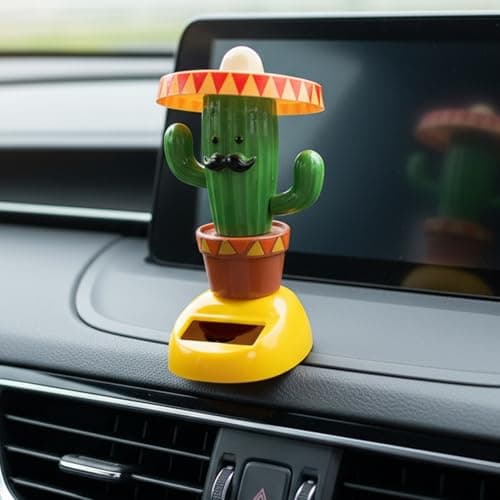 Cactus Car Shaking Head Ornament - 9x5cm Dancing Cactus Dashboard Figure | Solar-Powered Shaking Head Car Ornament | Funny Bouncing Plant Toy For SUV, Sedan & RV — view 3