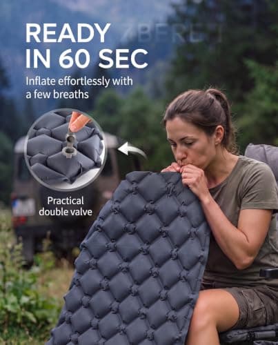NORDMUT® Ultralight Sleeping Pad [with Repair Kit] – Inflatable Camping Mattress, Compact Pack Size – Weatherproof Outdoor Mat for Tent & Festivals (Dark gray) — view 4
