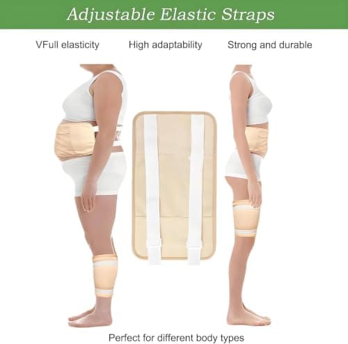 Castor Oil Pack Wrap Kit for Waist Neck Leg Knee, 6PCS Reusable Organic Cotton Castor Oil Wrap Kit, Flannel Castor Oil Compress Pads(Khaki) — view 5