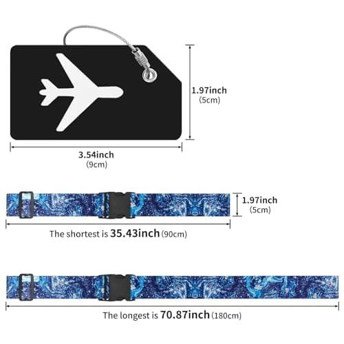 ZOUIQSS 2 Pack Adjustable Luggage Straps,Heavy Duty Suitcase Belts,Luggage Tag Travel Packing Straps with Quick Release Buckle(Colorful Blue Starry Sky) — view 2