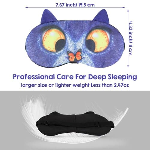 Dimeho 4 Pcs Funny Sleep Mask Cute Animal Blindfolds Soft Adjustable Sleeping Eyeshade Travel Nap Eye Cover for Men Women Plane Game Night Sleeping Cat Dog Pattern — view 2