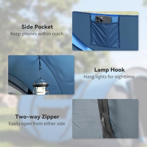 Outsunny 3 Person Pop-up Camping Tent w/Ground Sheet 4 Windows Sky Blue — view 6