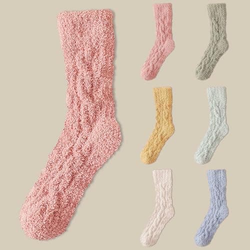 Celanisai Thick Cuddly Socks Women's Langa Pair Warm Thermal Socks Winter Fluffy Thermal Warm Wool Socks Non-Slip Stopper Socks Fuzzy Socks for Home Sleeping and Travel, O yellow, One size — view 2