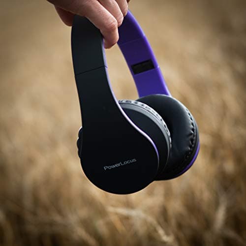 PowerLocus Wireless Bluetooth Over-Ear Stereo Foldable Headphones, Wired Headsets Noise Cancelling with Built-in Microphone for iPhone, Samsung, LG, iPad (Purple) — view 6