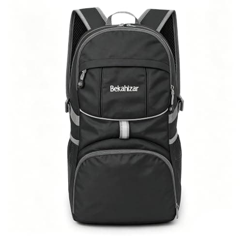 Bekahizar Lightweight Foldable Backpack 35L Hiking Rucksack Daypack Packable Travel Day Bag for Men Women Teens Outdoor Sports Walking Camping Travelling Cycling (Black) — view 2