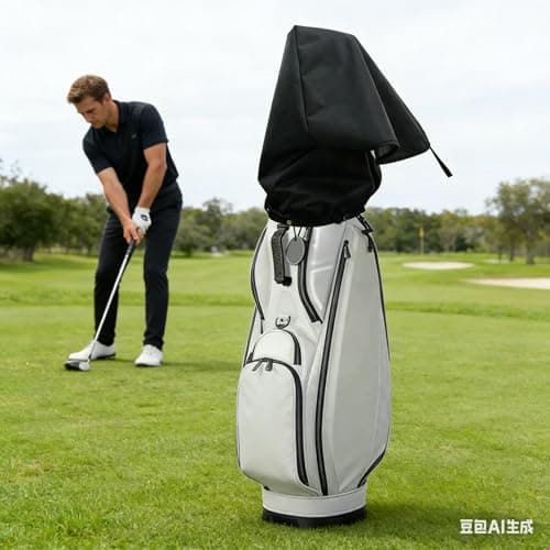 MZSX Golf Bag Rain Cover Waterproof, Black Rain Cape for Golf Bags fit, Outdoor Golf Bag Rain Cover, Portable Golf Rain Hood for Golf Bags Push Carts, hood protector — view 2