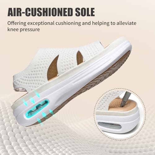 Hanani Women Walking Sandals Air Cushion Support Platform Elastic Ankle Strap Sport Slingback Ladies Open Toe Ourdoor Summer Shoes Comfortable Casual Wedge Sandals Washable Slide Sport Girls — view 3