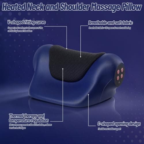Neck Massager with Heat, Neck and Shoulder Massager, Wireless U-Shaped Ergonomic Massage Pillow Design, 3 Heat Settings (41-45°C), 3 Vibration Modes for Neck & Shoulder Relief, Purple — view 2