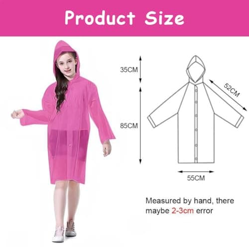 Vicloon Kids Portable Raincoat, 2 Pack Rain Poncho Kids Waterproof with Hoods and Sleeves, Reusable Rain Resistant Poncho for Camping, Emergency Situations, Travel — view 2