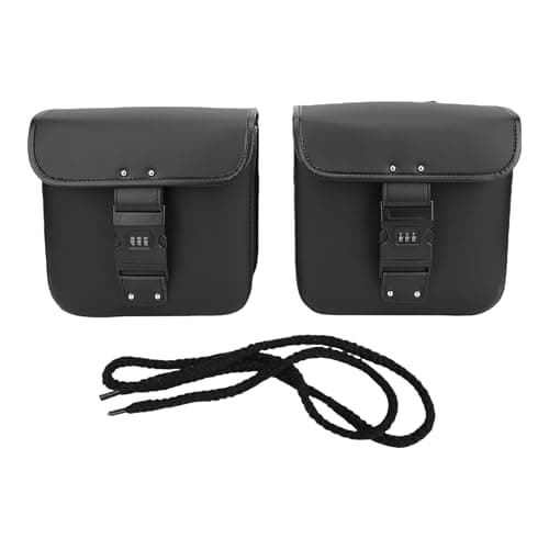 Motorcycle Saddlebags, 7.4L Motorcycle PU Leather Side Saddle Bags Panniers with Lock, Universal Side Luggage Bag for Roadster, Fit for Street 500 — view 5