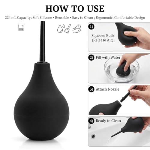 224 mL Silicone Enema Kit Bulb, Douche Squeeze Bottle for Home Use, Ergonomic Easy-Press Design for Gentle Cleansing, Compact for Travel and Bathroom Storage — view 4