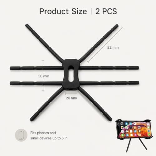 2Pcs Black Bendable Spider Phone Holders, PU Coated Steel Wire Universal Flexible Car Smartphone Mount Stands — view 2