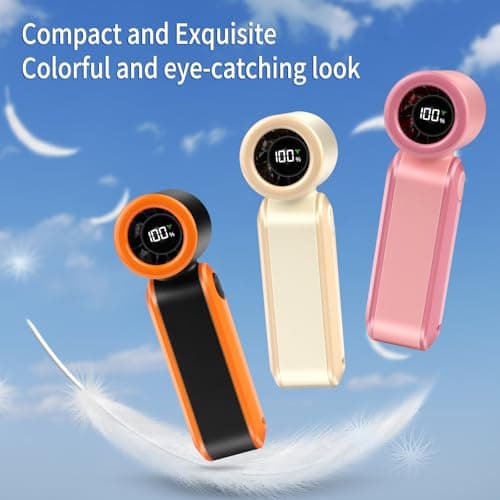 Portable Handheld Fan, LED Digital Display, Powerful Mini Turbo Fan, 17400RPM Hight Speed, Personal Hand Fan Rechargeable, Small Pocket Design with Carabiner, Personal Travel fan for Women Men — view 5