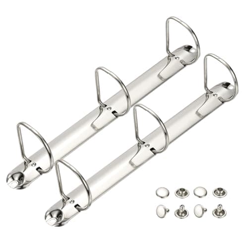 PATIKIL A4 3 Hole Ring Binder Mechanisms, 2 Set 1.97" D Ring Replacement Binder Planner Loose Leaf Binding Spines for Organizers DIY Fill Paper Storage Folder Accessories, 26mm Silver Tone