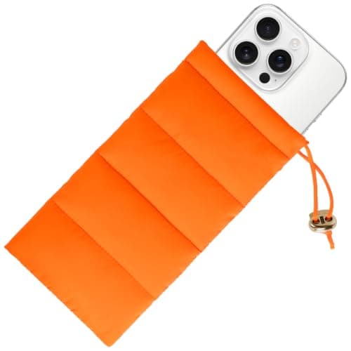 AOOSA Thermal Phone Pouch, Down Cotton Warm Mobile Phone Pouches, Orange