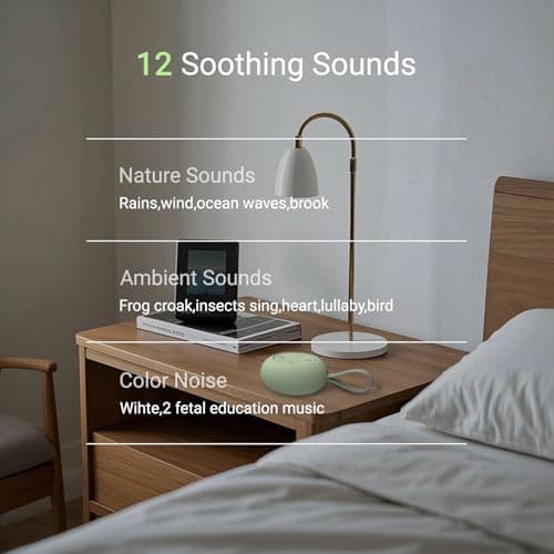 Portable Baby Sound Machine [White Noise for Babies Kids Adults][Sleep Soother][Timer Function][12 Soothing Sounds] 15 Hours Battery Life, Travel,Registry Gift,Shower,Clips on Baby Stroller. Mint — view 3