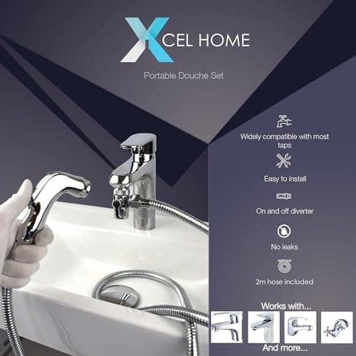 Xcel Home Chrome Portable Travel Douche Set | Brass | 1 Set — view 5