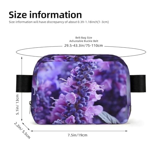 Fanny Pack For Women Men, Purple Lavender Colored Flowers Everywhere Belt Bag Waterproof Fashion Crossbody Waist Packs With Adjustable Strap Hip Bum Bag For Outdoor Hiking Running Travel — view 2