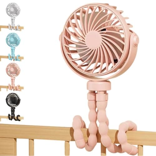 Rechargeable Octopus Pram & Stroller Fan - Keep Baby Cool on the Go，Pink