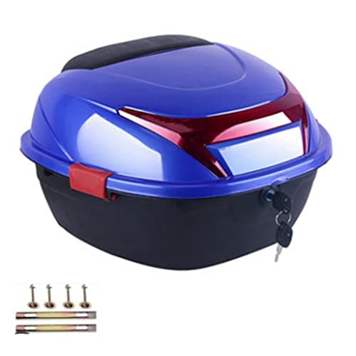 KIMISS Motorcycle Tail Box, Trunk Luggage Top Lock Storage Rear Box Helmet Luggage Storage Top Case Large Capacity Universal for Electromobile (Jewelry Blue Large Size)